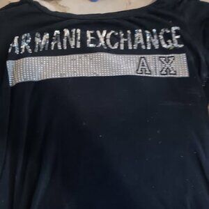 ARMANI EXCHANGE T-Shirt Black/Sequins, Large